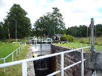 The lock chamber from the downstream gates.