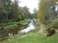 The flight of locks in Bjurbcken seen from upstreams.