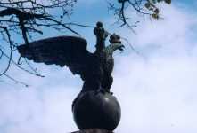 Russian eagle on top the Pielisjoki canalising monument in the City of Joensuu.