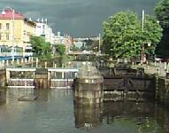 The lock and dam seen from west