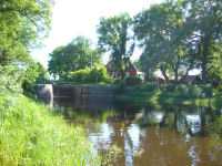 Gravuddens slussar, nedre slussbass�ngen sedda fr�n v�ntbryggan.